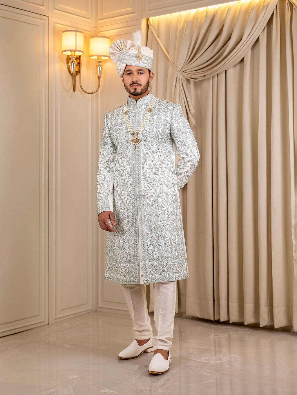 Ajay's Zenith White Zephyr Sherwani