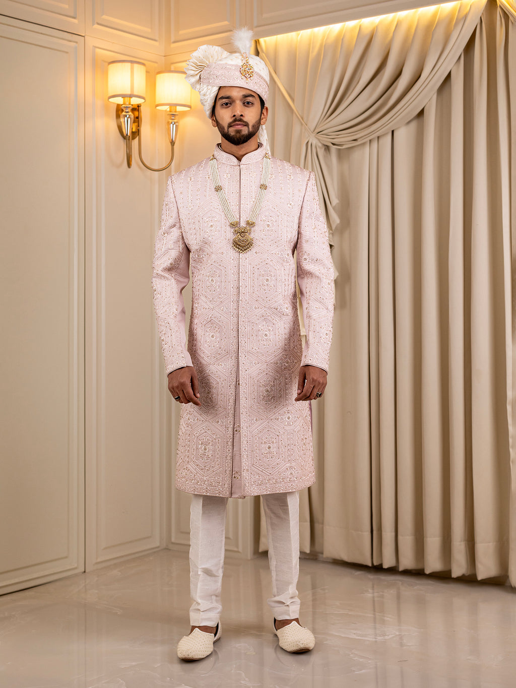 Tanmay's Timeless Pink Attire Sherwani
