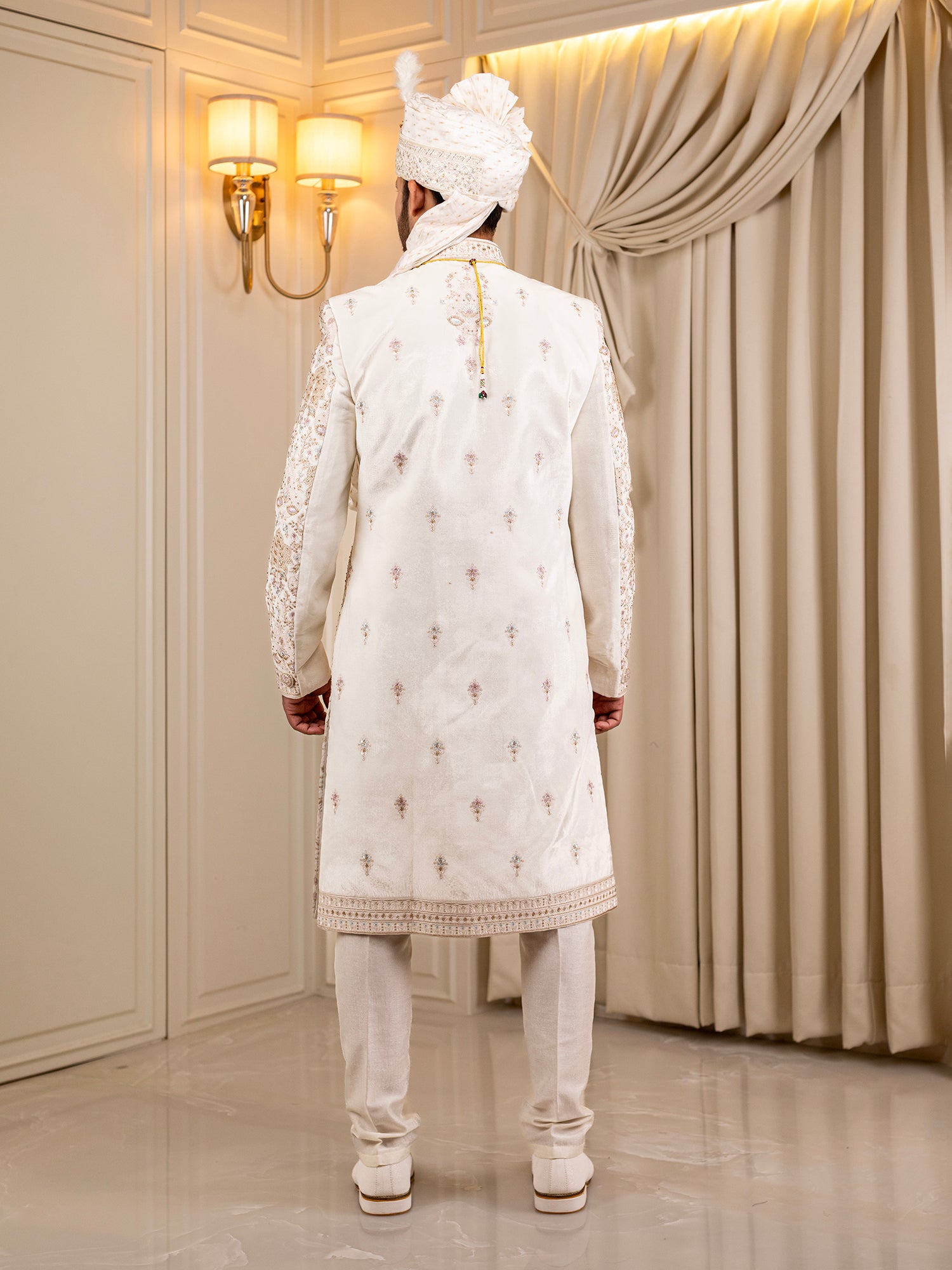 Sanchit's Celestial White Sherwani