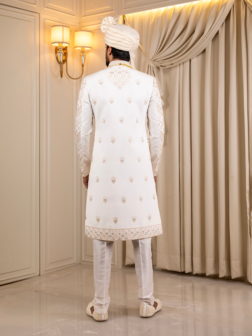 Sarthak's Snowy Serenity Sherwani