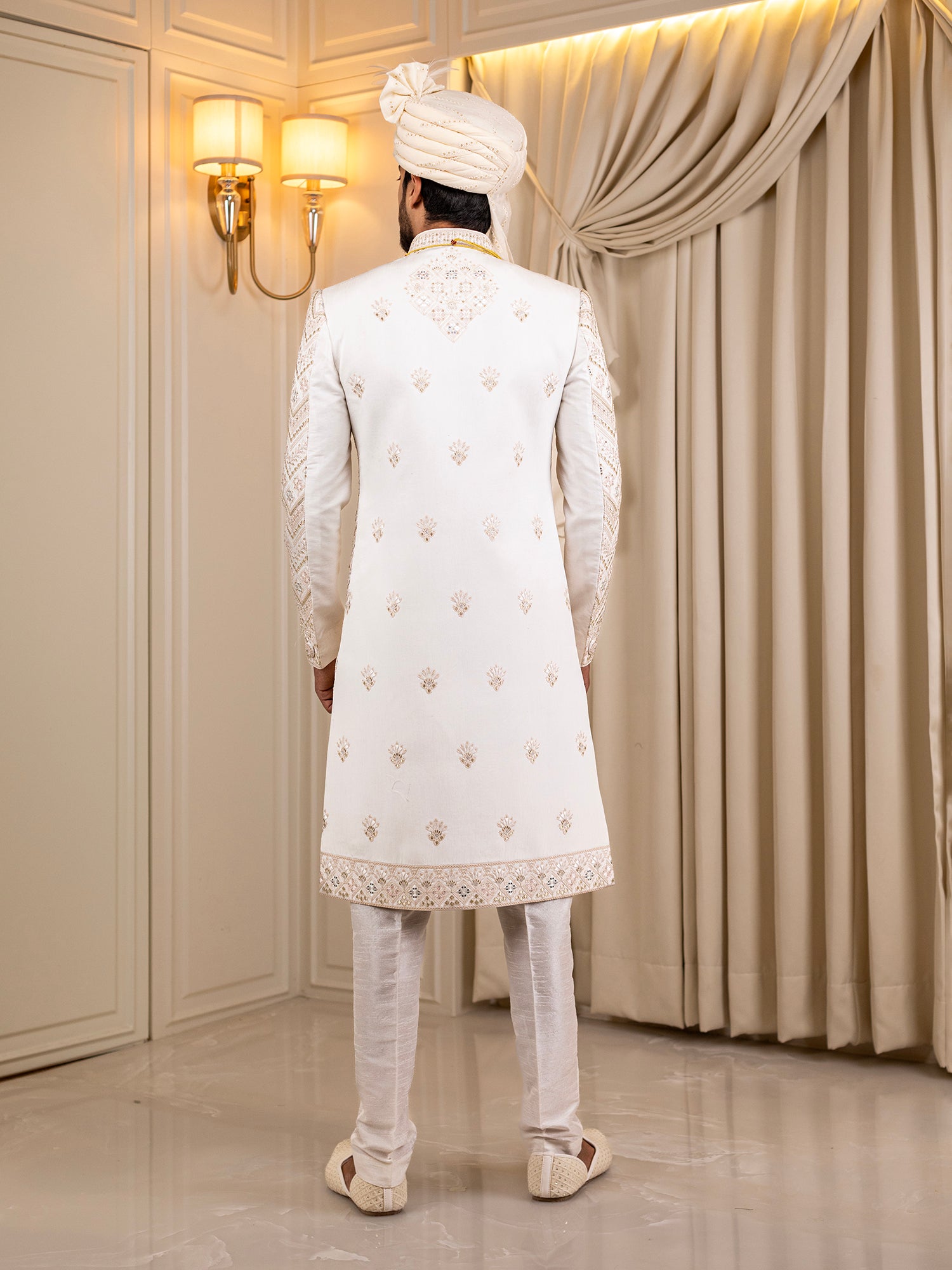 Sarthak's Snowy Serenity Sherwani