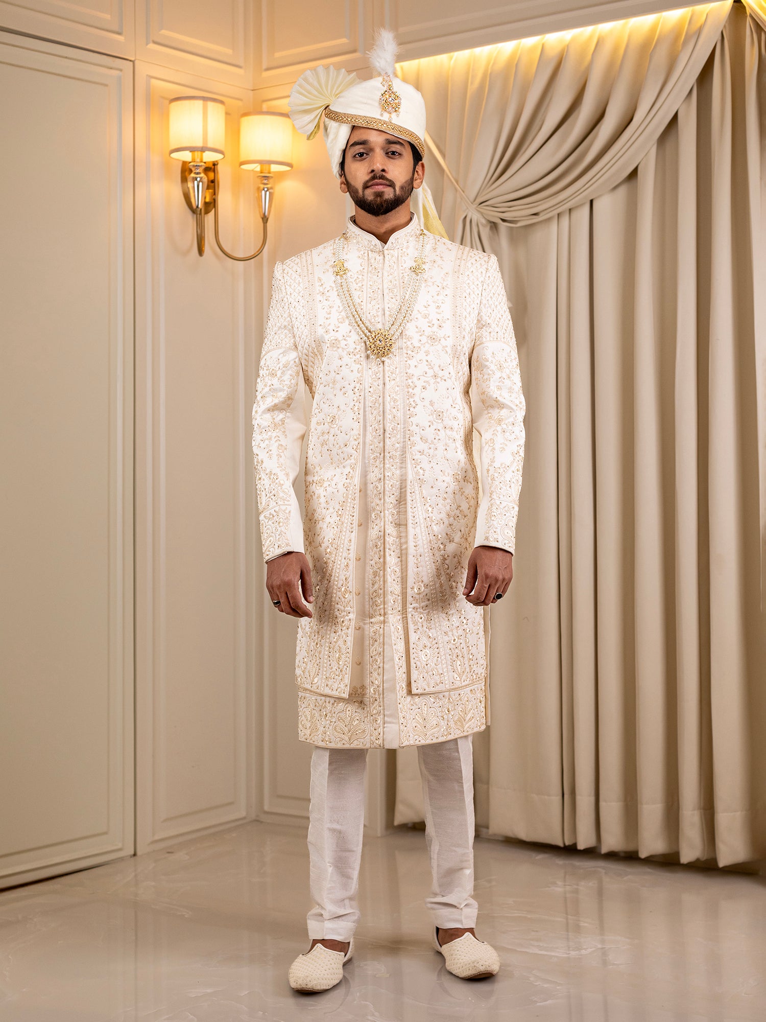 Rohit's Radiant Frost Sherwani
