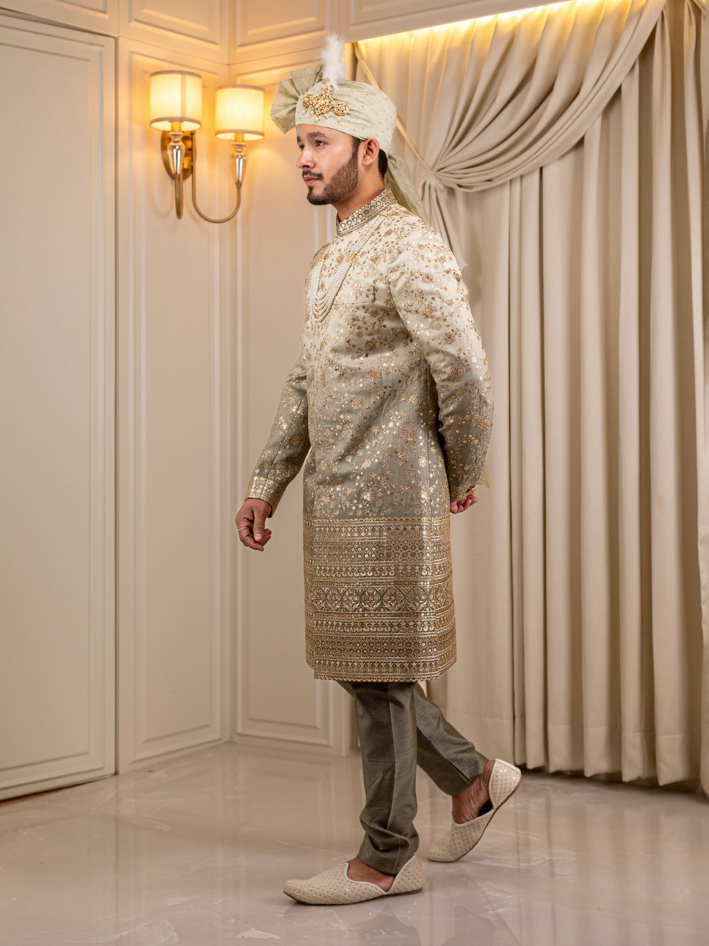 Emerald Elegance Sherwani