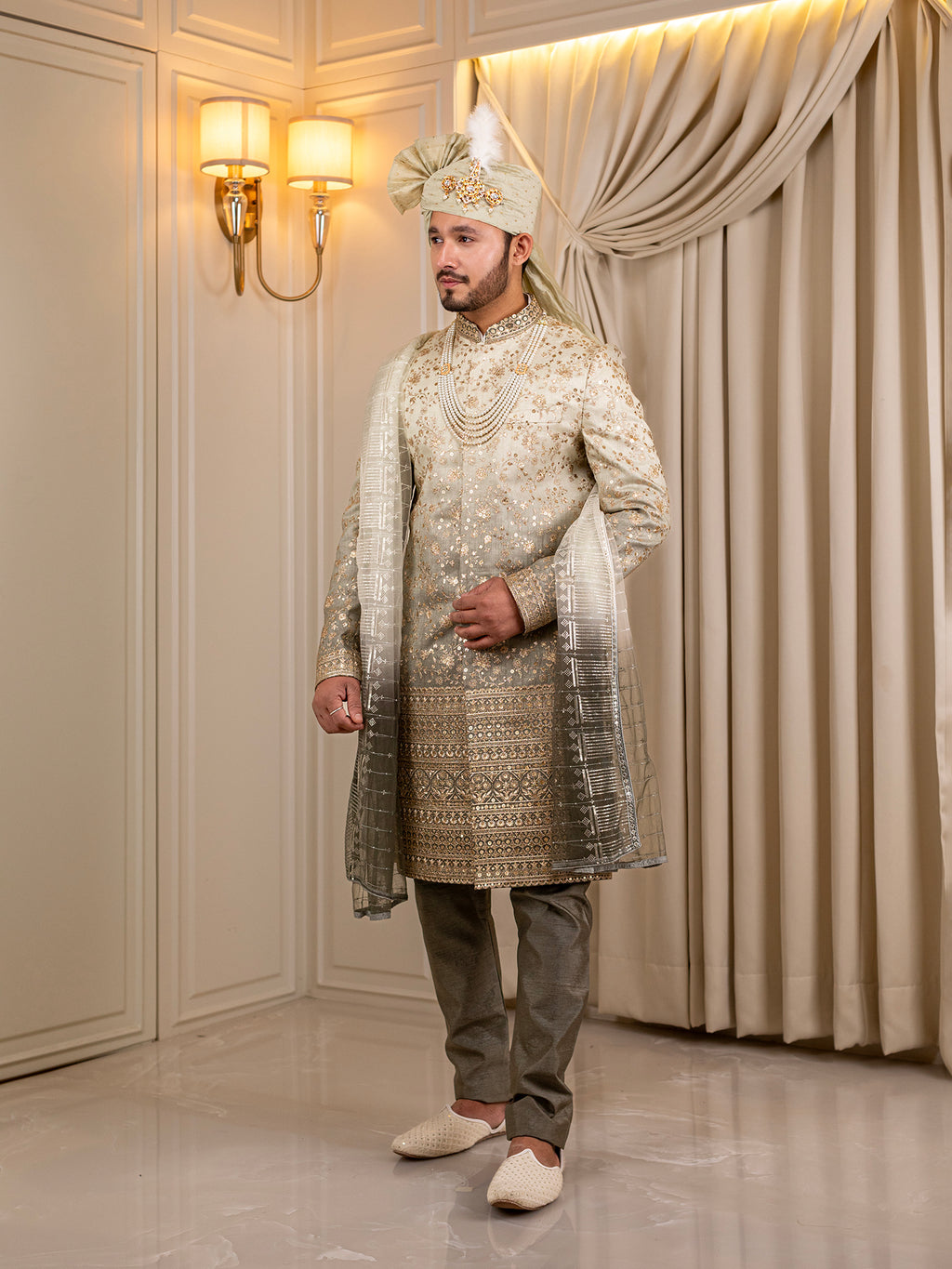 Emerald Elegance Sherwani