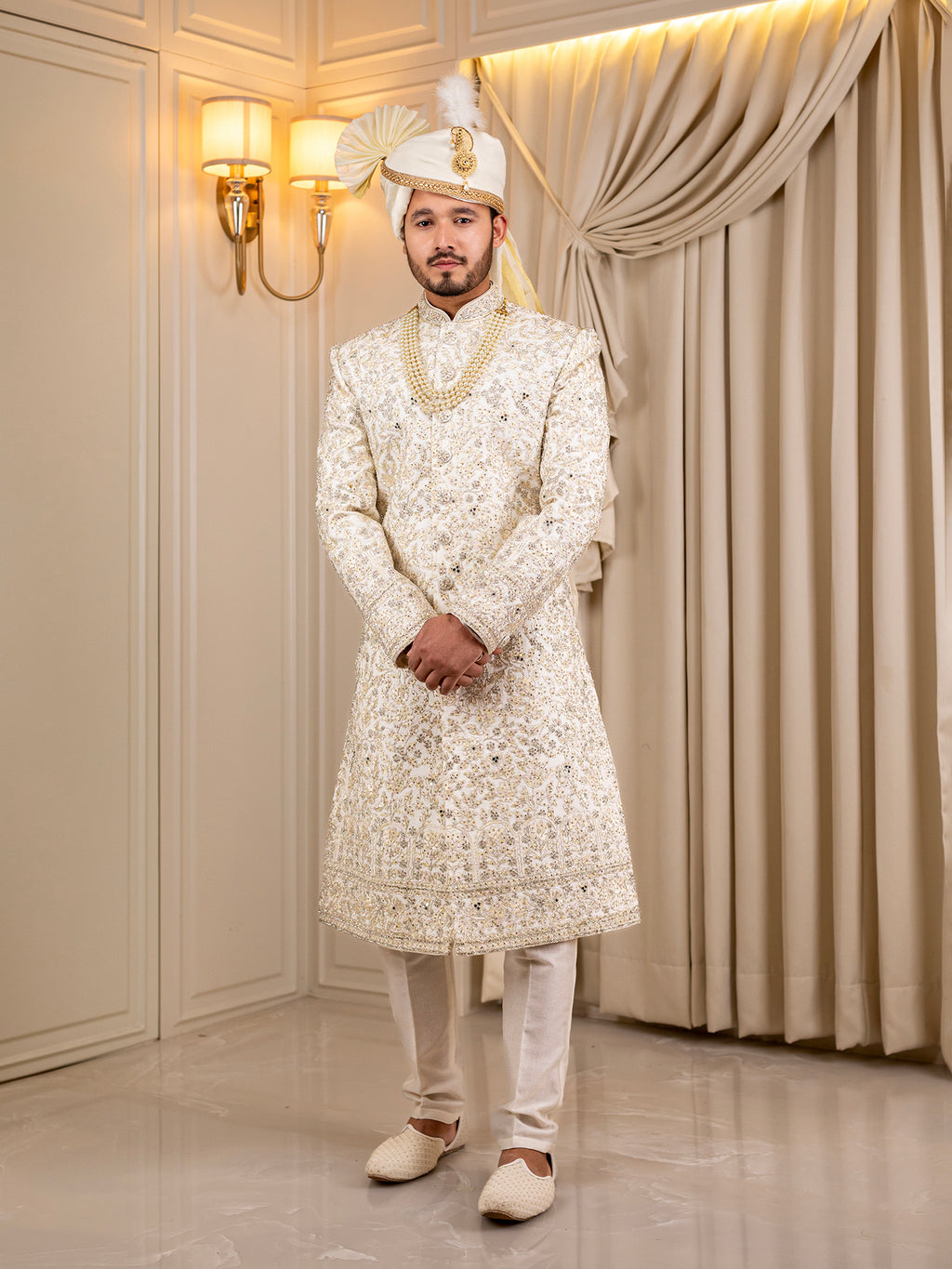 Shiv's Silk Snowfall Sherwani