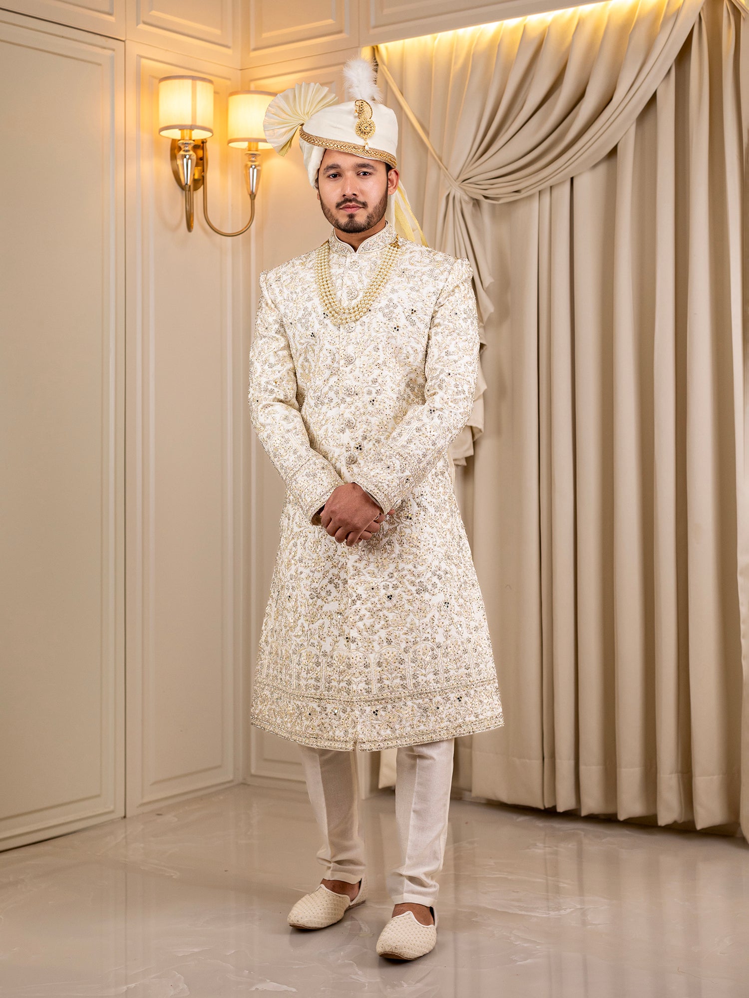 Shiv's Silk Snowfall Sherwani