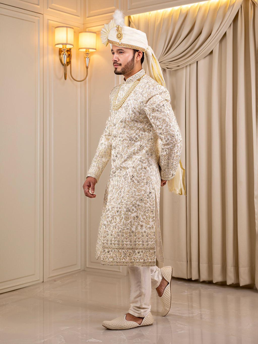 Shiv's Silk Snowfall Sherwani