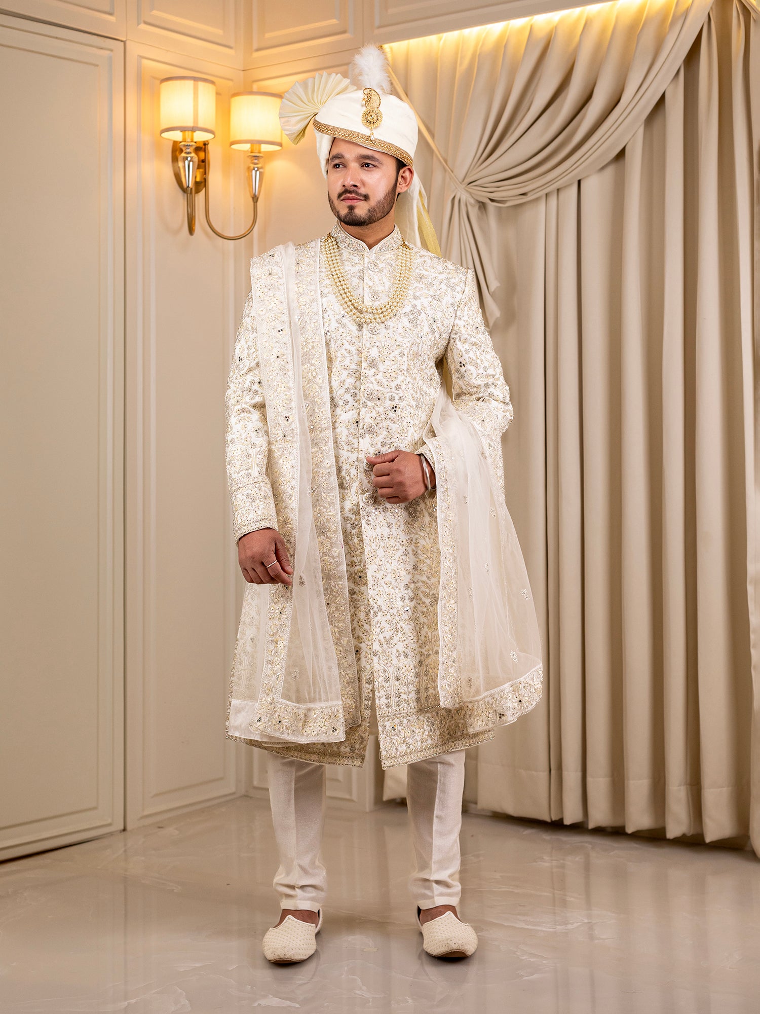 Shiv's Silk Snowfall Sherwani