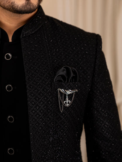 Black Velvet Brilliance Jodhpuri Suit