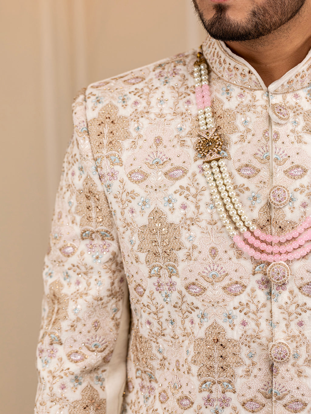 Sanchit's Celestial White Sherwani