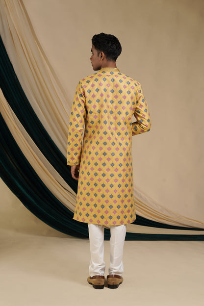 Golden Sunshine Motif Kurta Pajama