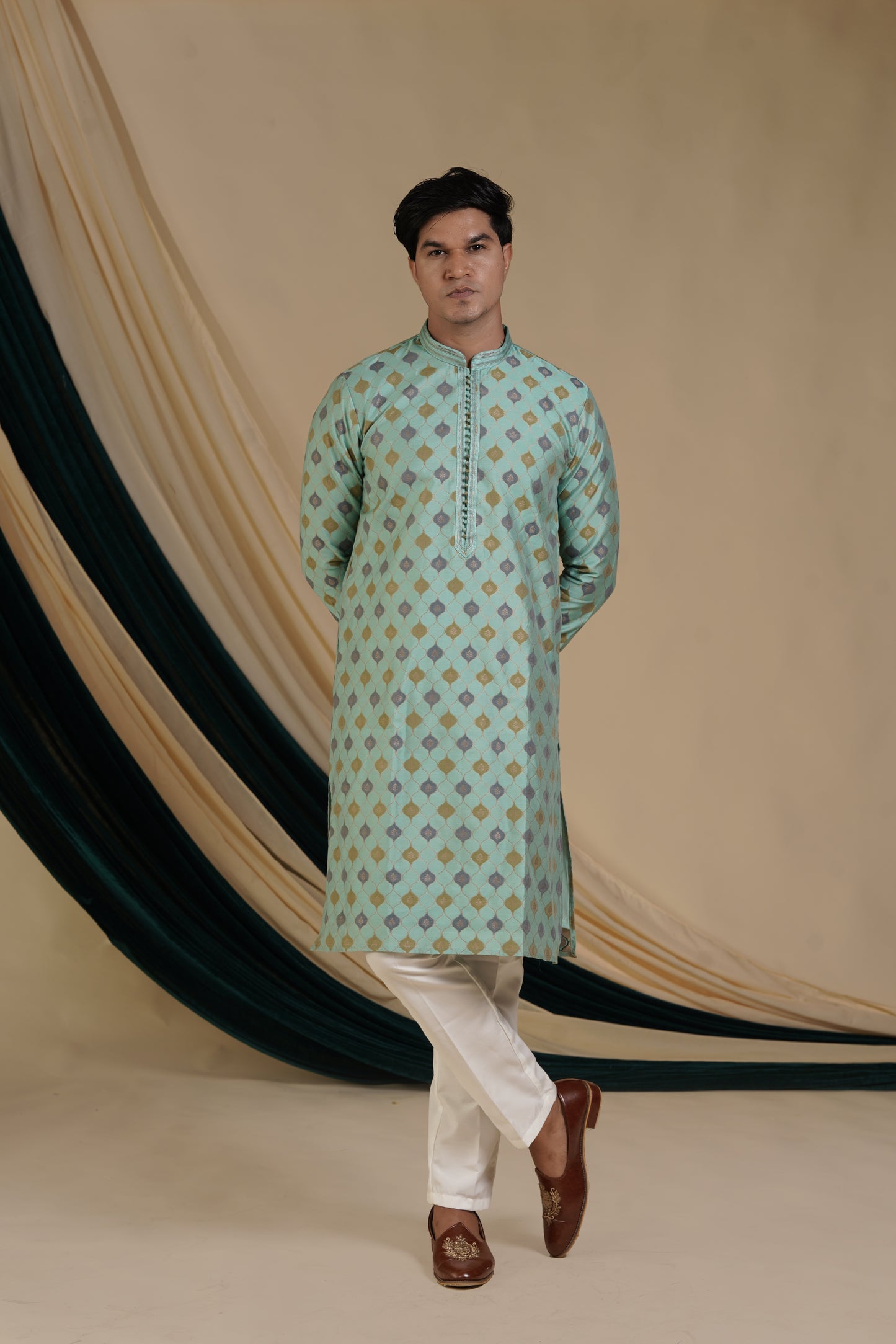 Pastel Mint Elegance Kurta Pajama