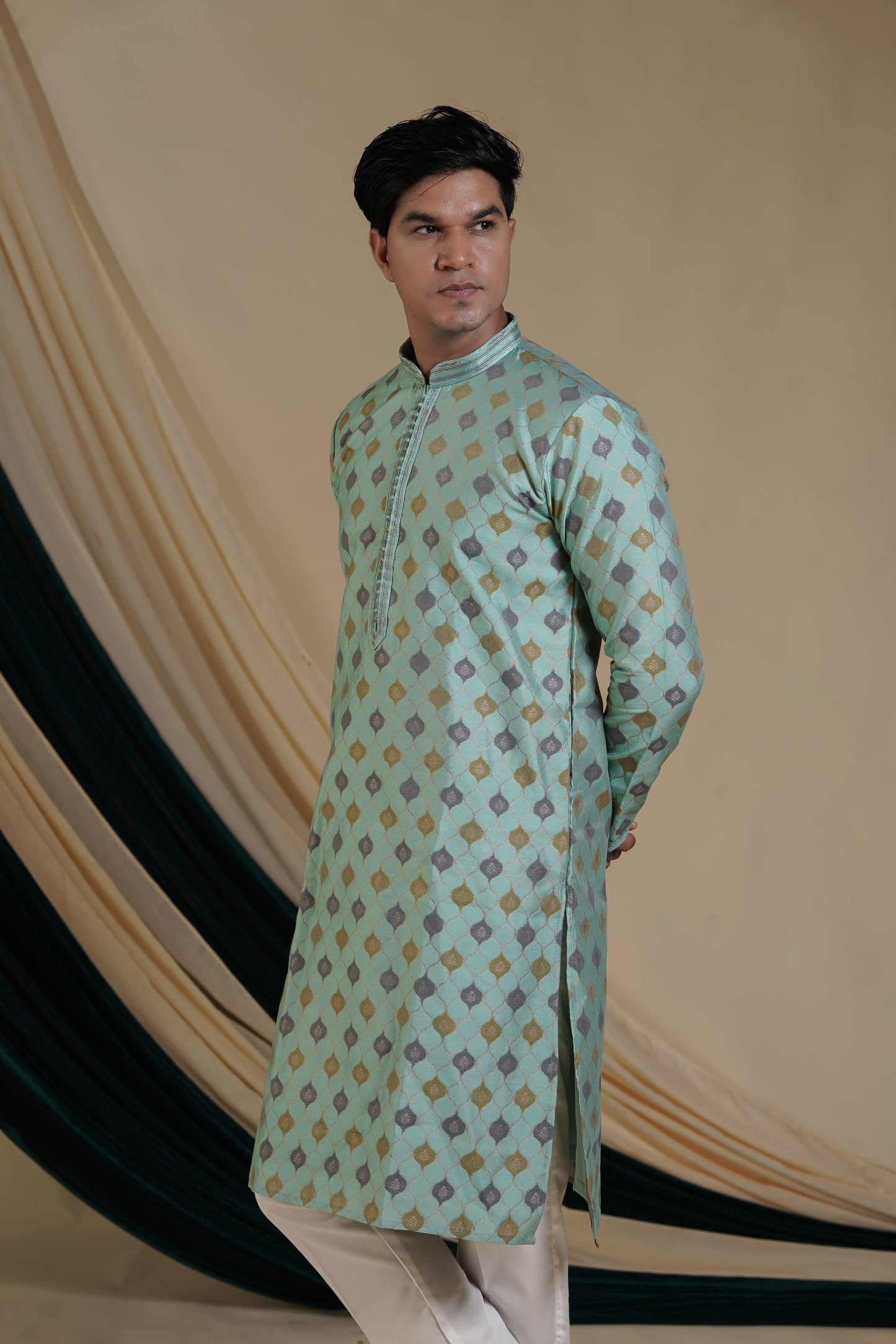 Pastel Mint Elegance Kurta Pajama