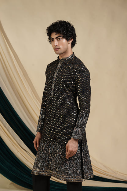 Midnight Floral Allure Kurta Pajama