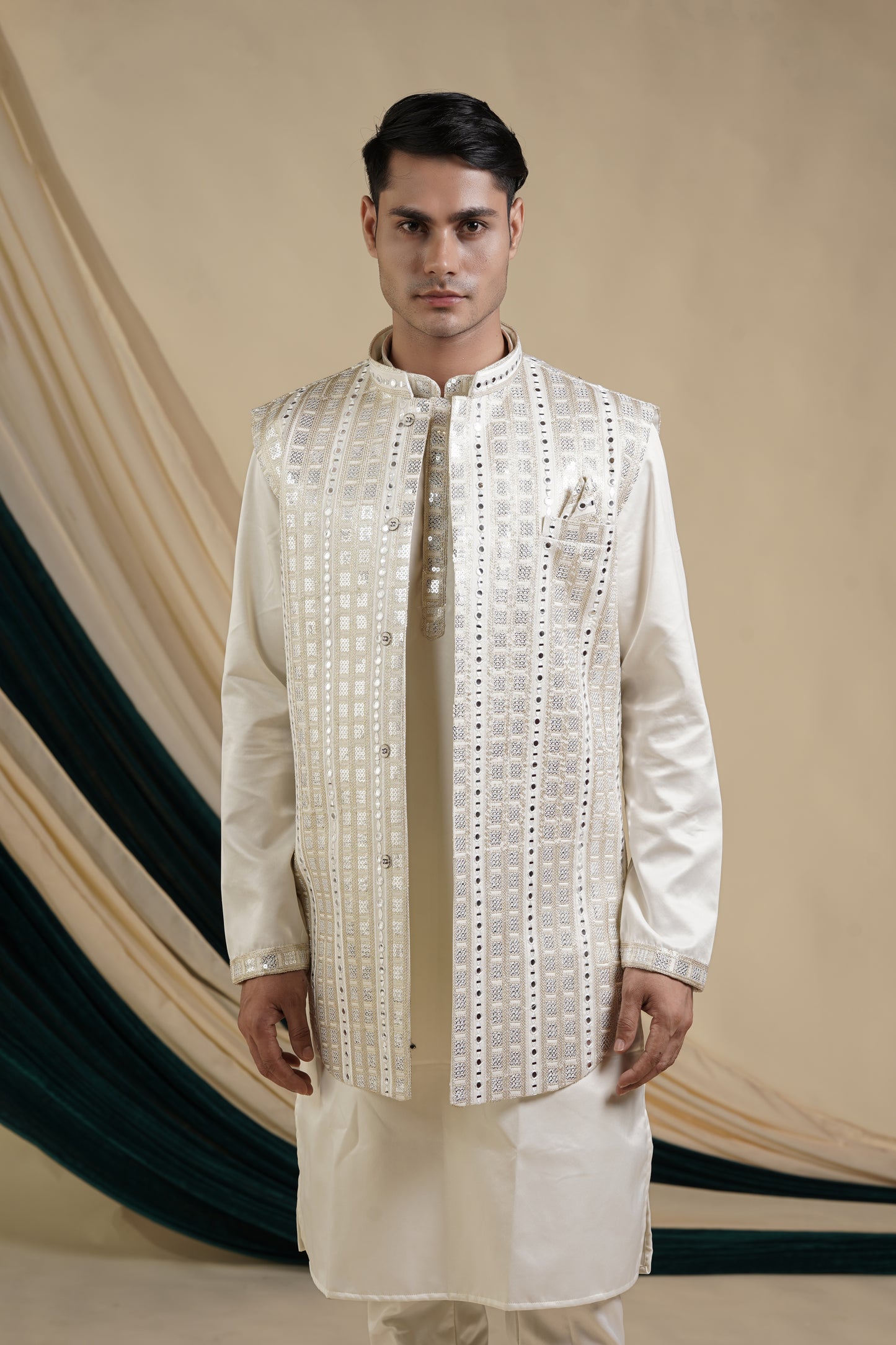 Ivory Regal Grace Kurta Pajama with Jacket