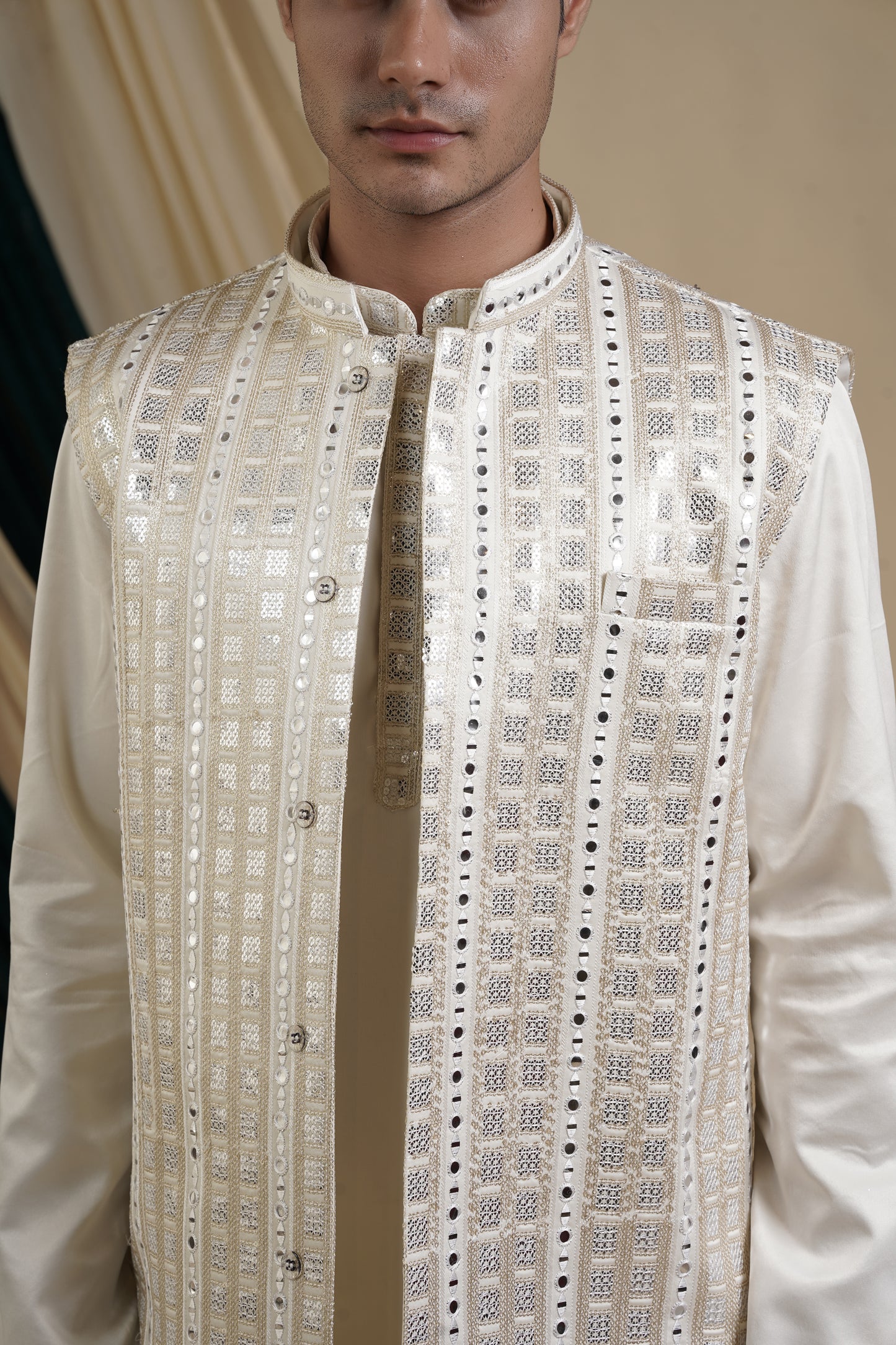 Ivory Regal Grace Kurta Pajama with Jacket