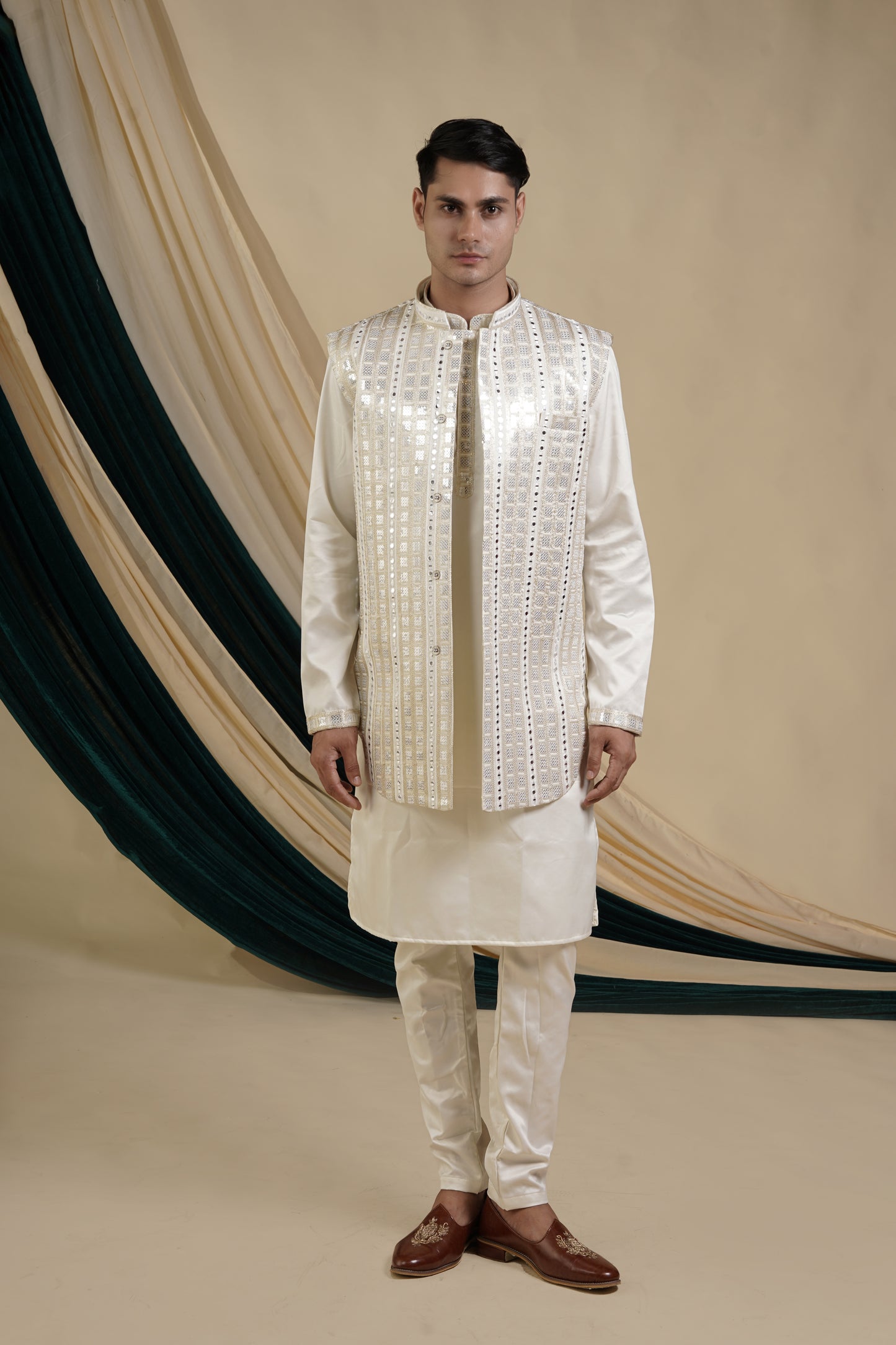 Ivory Regal Grace Kurta Pajama with Jacket