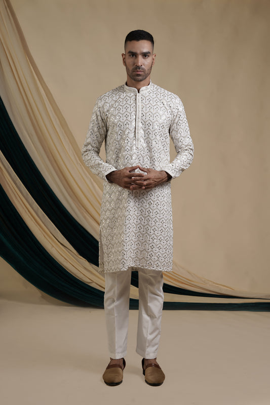 Ivory Floral Majesty Kurta Pajama