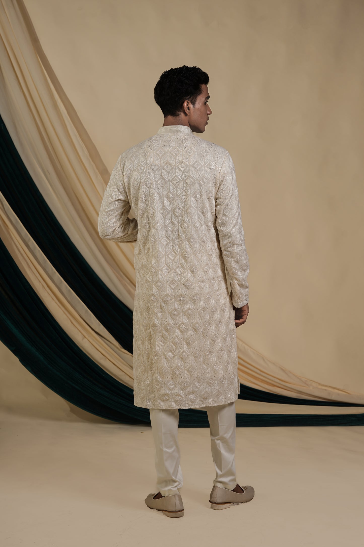 White Silk Heritage Kurta Pajama