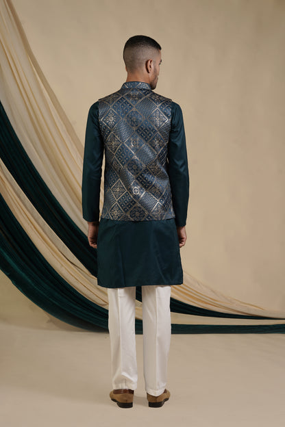 Navy Elegance Kurta Pajama with Jacket