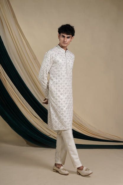 White Contemporary Classic Kurta Pajama