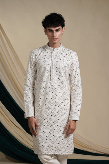 White Contemporary Classic Kurta Pajama