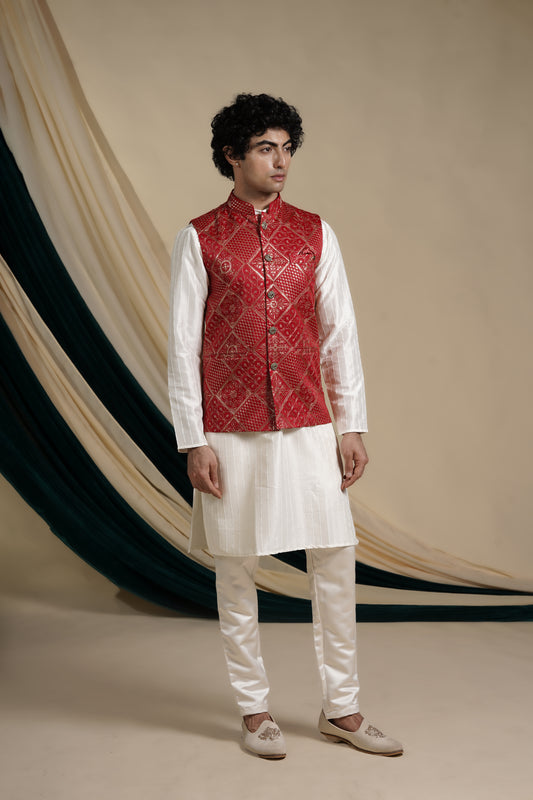 Red Royal Festive Kurta Pajama