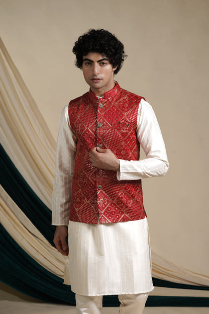 Red Royal Festive Kurta Pajama