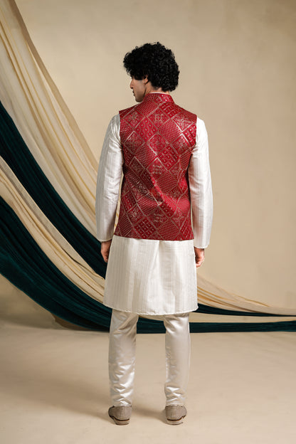 Red Royal Festive Kurta Pajama