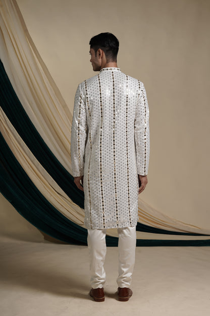 White Opulence Embroidery Kurta Pajama