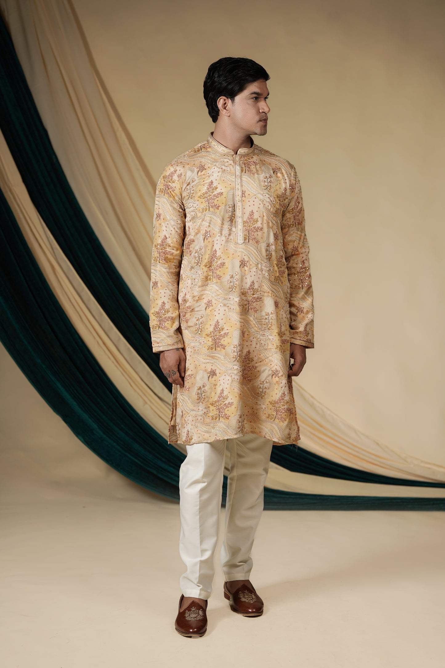 Gold Brocade Splendor Kurta Pajama