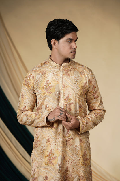 Gold Brocade Splendor Kurta Pajama