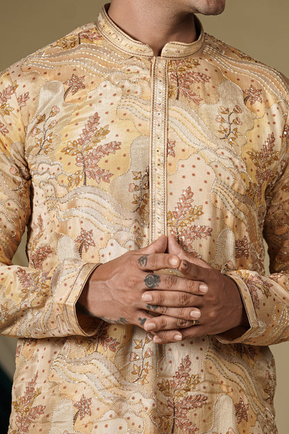 Gold Brocade Splendor Kurta Pajama