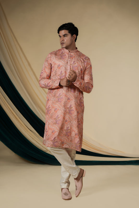 Blush Peach Heritage Kurta Pajama