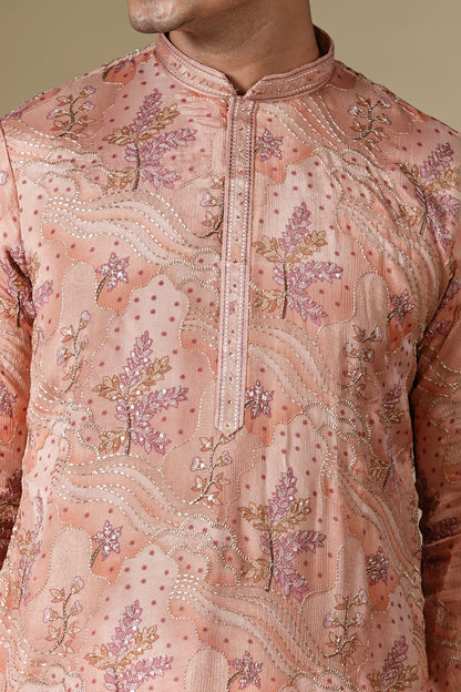 Blush Peach Heritage Kurta Pajama