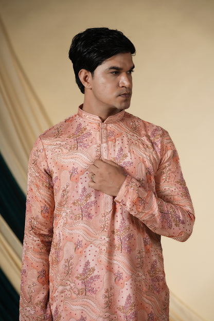 Blush Peach Heritage Kurta Pajama