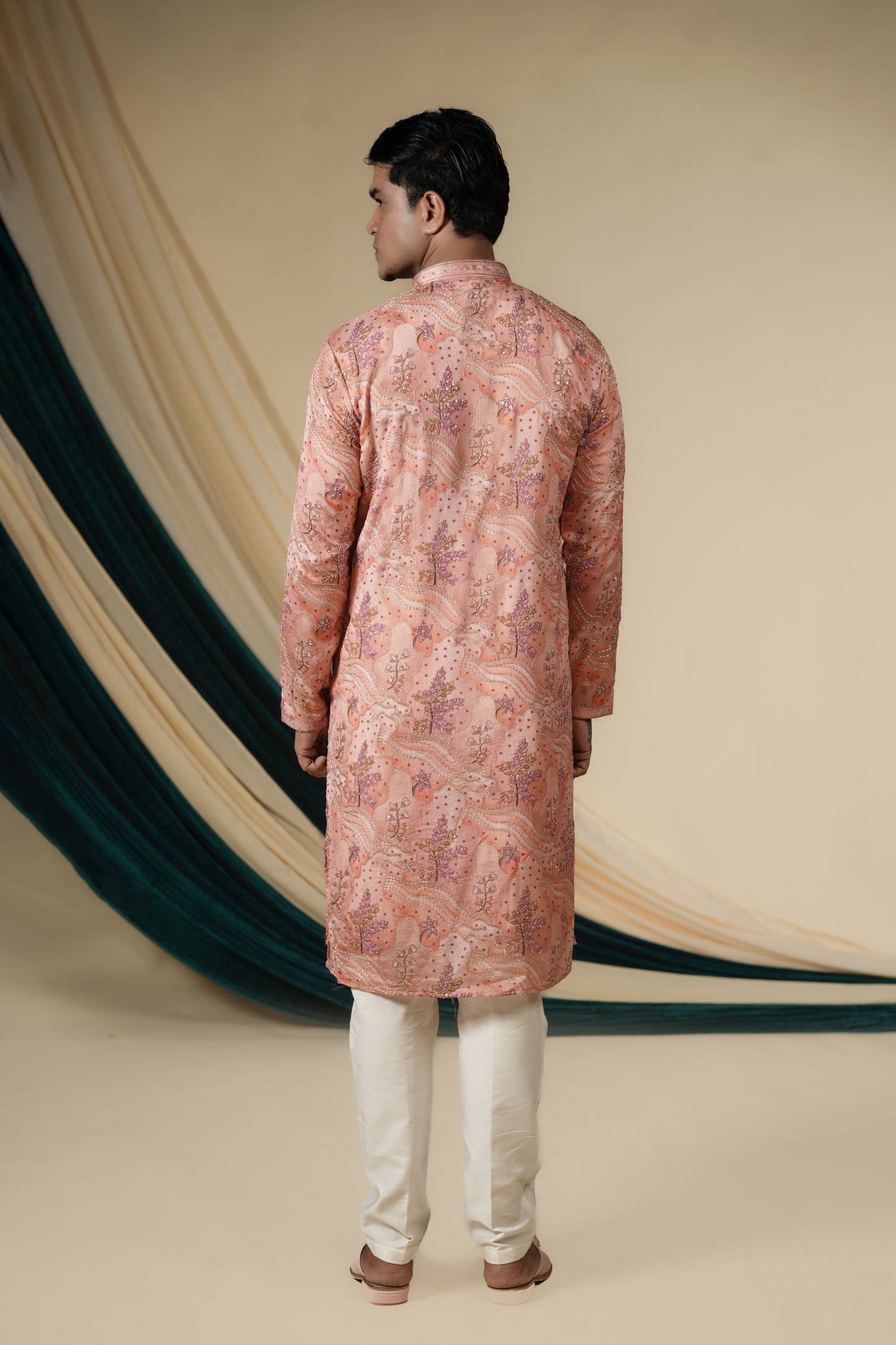 Blush Peach Heritage Kurta Pajama