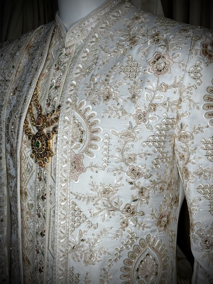 Safed Shehzada Ivory Groom Sherwani Set