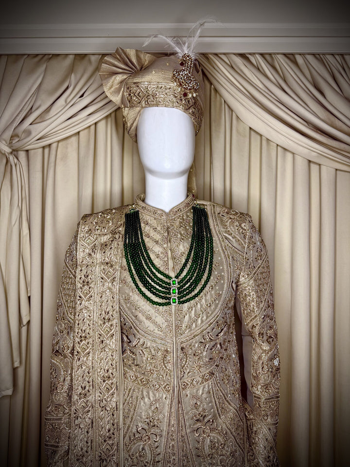 Sunehra Raja Golden Wedding Sherwani Set