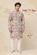Ivory paisley printed kurta set - Dulhe Raja Bhopal design dr57