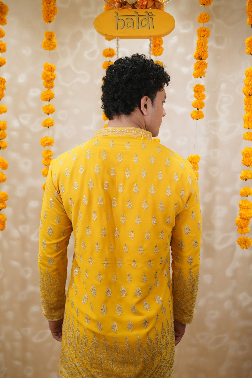 Haldi Utsav Mustard Zari Work Kurta Set