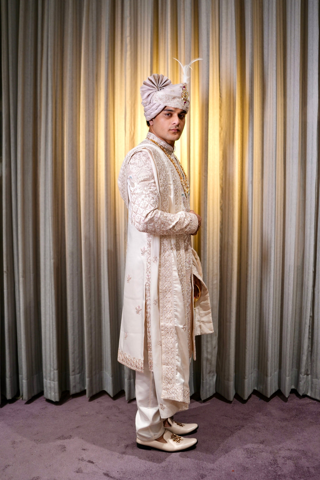 Shehenshah Ivory Zardosi Wedding Sherwani Set