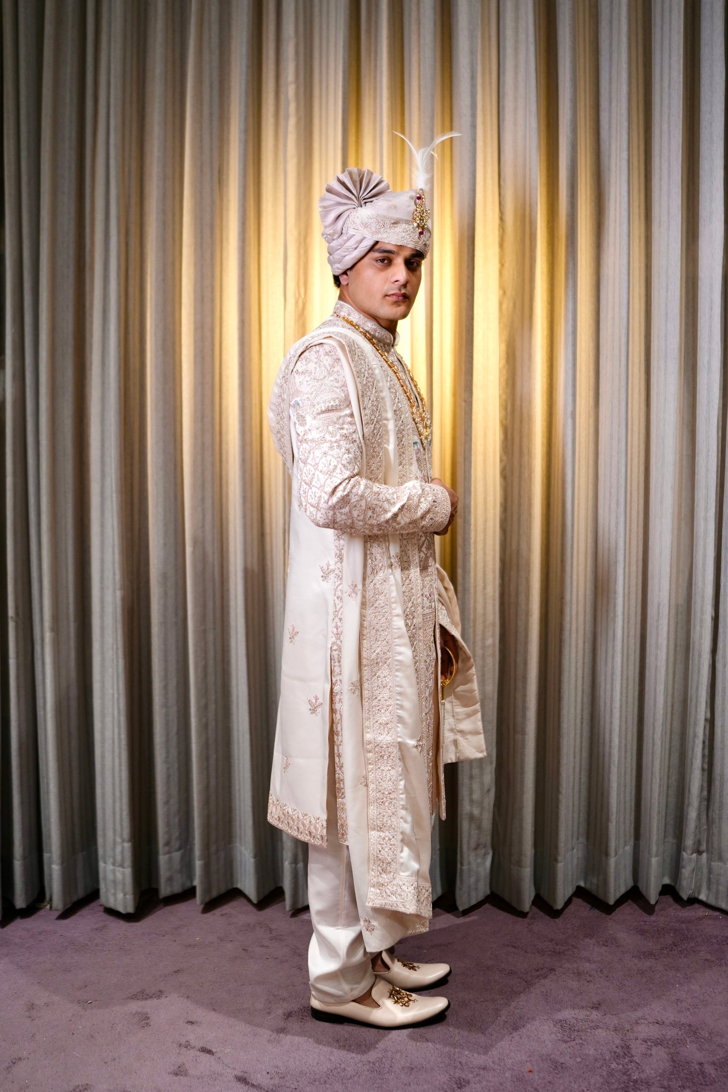 Shehenshah Ivory Zardosi Wedding Sherwani Set