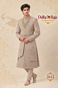 Rust beige panelled wedding sherwani - Dulhe Raja Bhopal design 2612-RUST