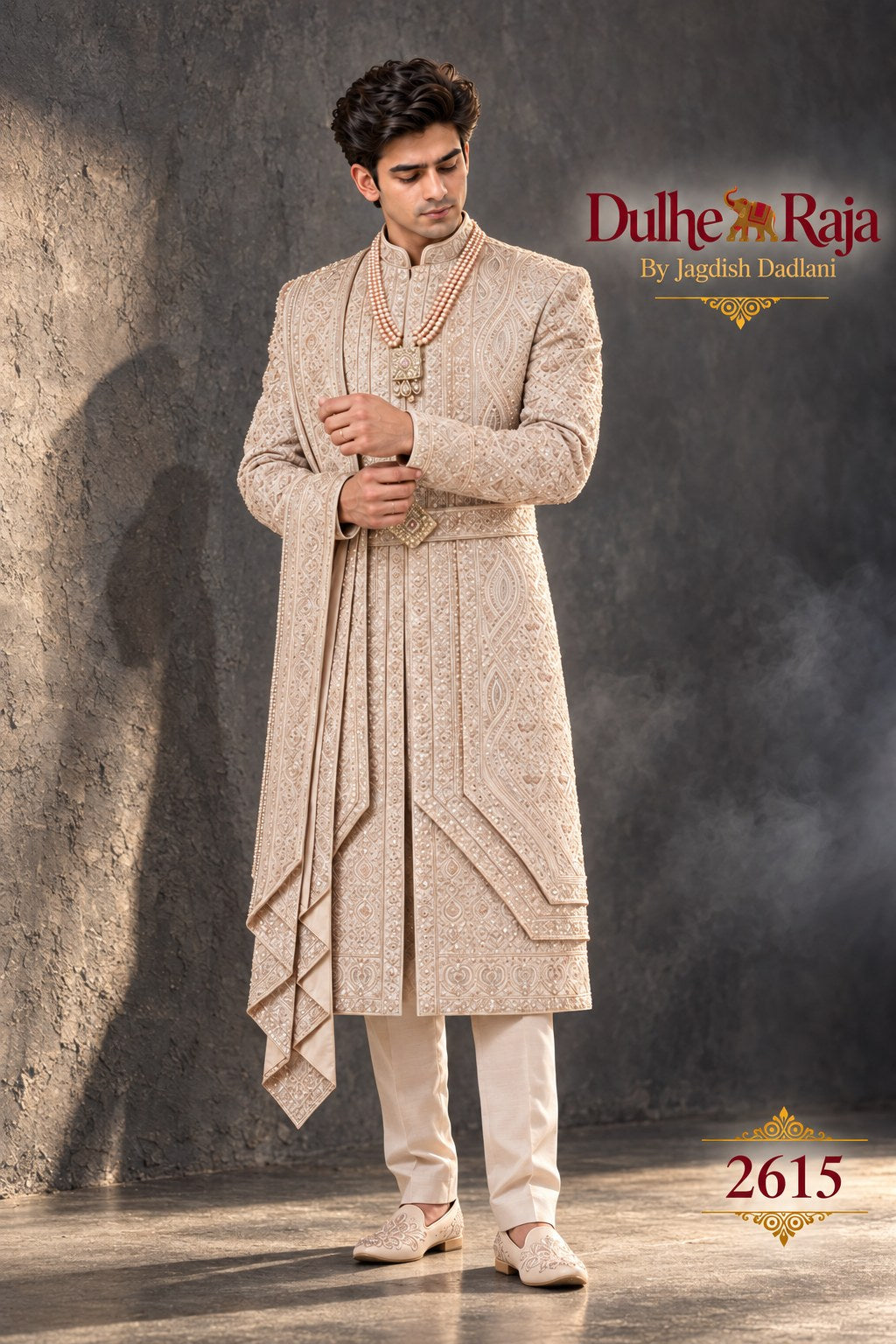 Blush rose layered wedding sherwani - Dulhe Raja Bhopal design 2615-RG