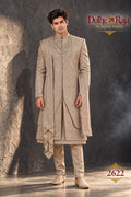 Beige draped wedding sherwani - Dulhe Raja Bhopal design 2622-KP
