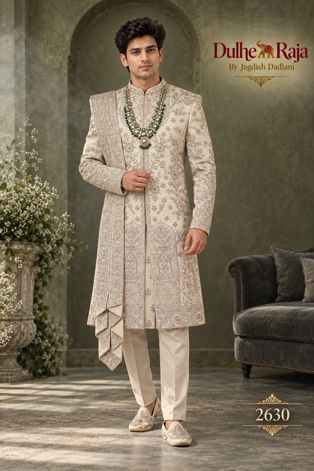 Pista layered wedding sherwani - Dulhe Raja Bhopal design 2630-PISTA