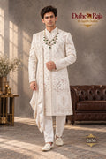 Ivory dupatta wedding sherwani - Dulhe Raja Bhopal design 2636-S2