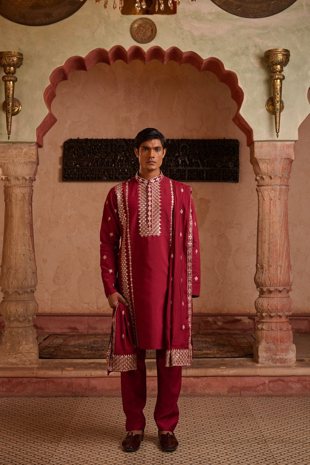 Maroon Festive Kurta Set