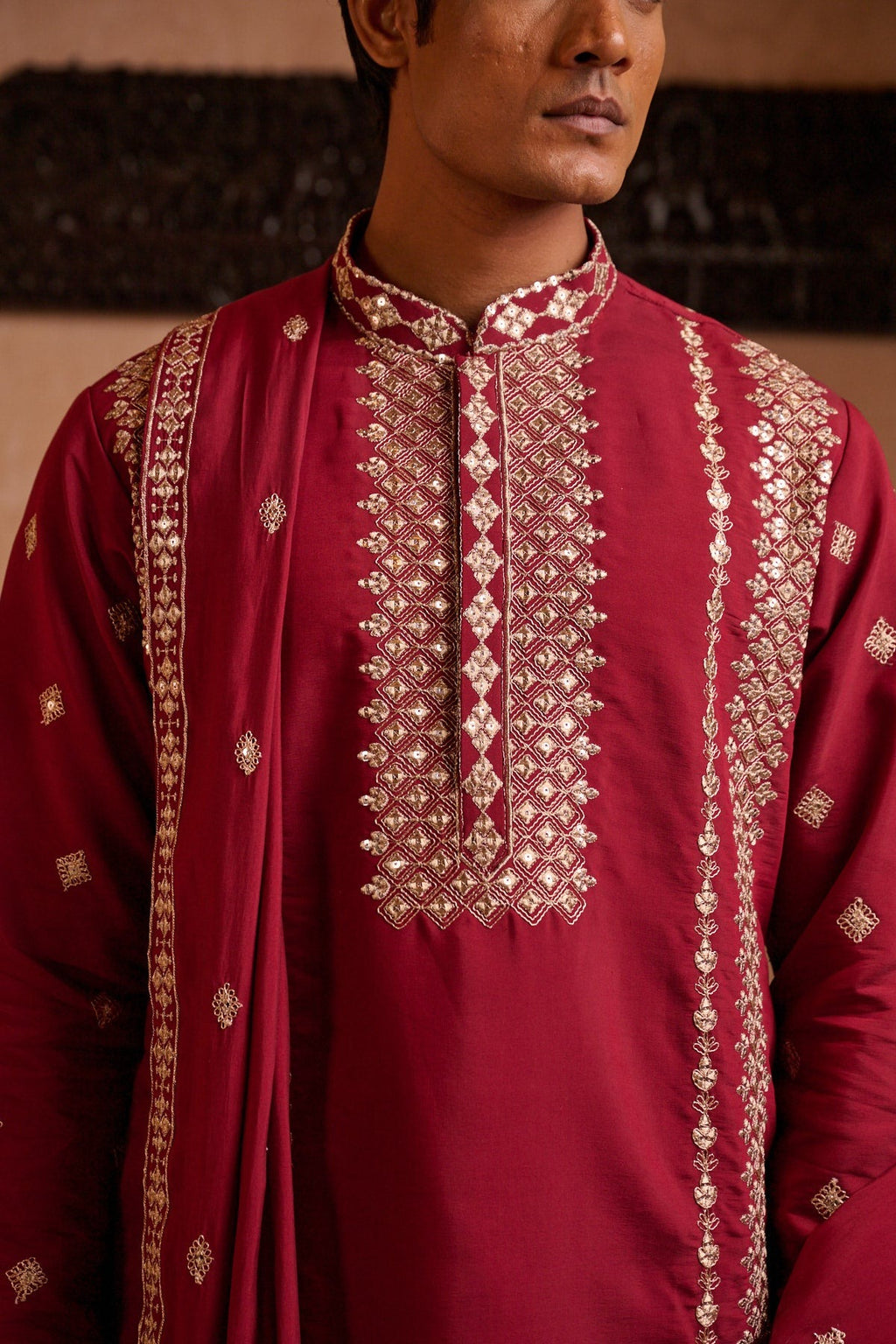 Maroon Festive Kurta Set
